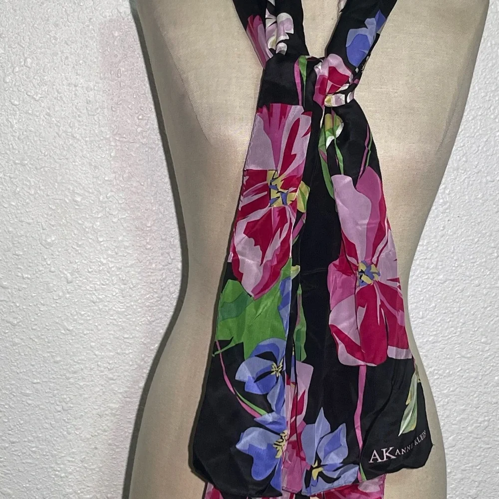 Anne Klein women’s silk Floral Black Scarf